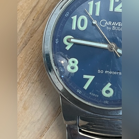 Caravelle by Bulova Men’s Watch Blue Dial Stainless Bracelet Date Window - Picture 6 of 12